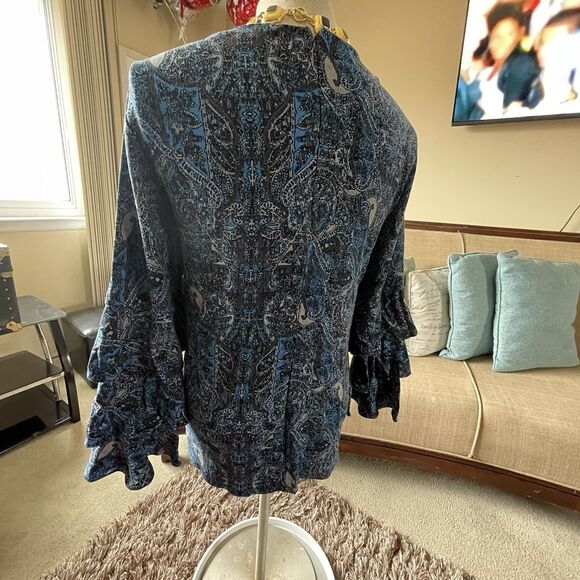 Ruff Hewn Women's Tiered Bell Long Sleeve Paisley Top Gothic Grunge Size 3X Work - Picture 11 of 16